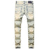 Mid Waisted Jeans Embroider Straight Pants Men's Ripped Jeans
